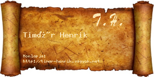 Timár Henrik névjegykártya