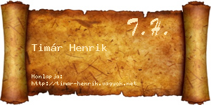 Timár Henrik névjegykártya